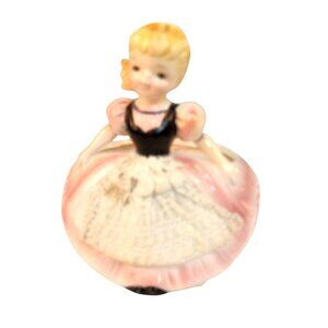 Ruebens Originals Ceramic Planter Pink Gown Blonde Girl Figurine Vintage 526 Lab